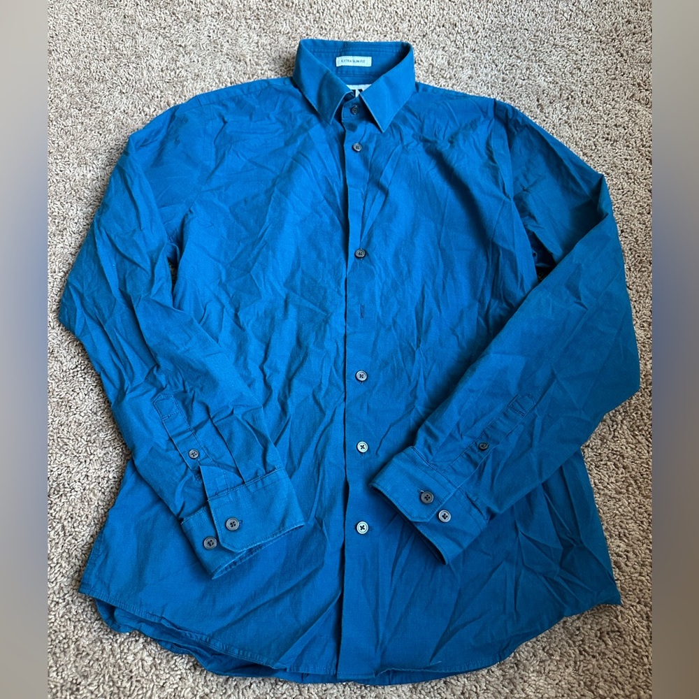 Express Vibrant Blue Men's Dress Shirt Size Medium
